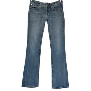 Miss Me Womens Jeans 28 Boot Cut Bling Studs Embroidered EUC